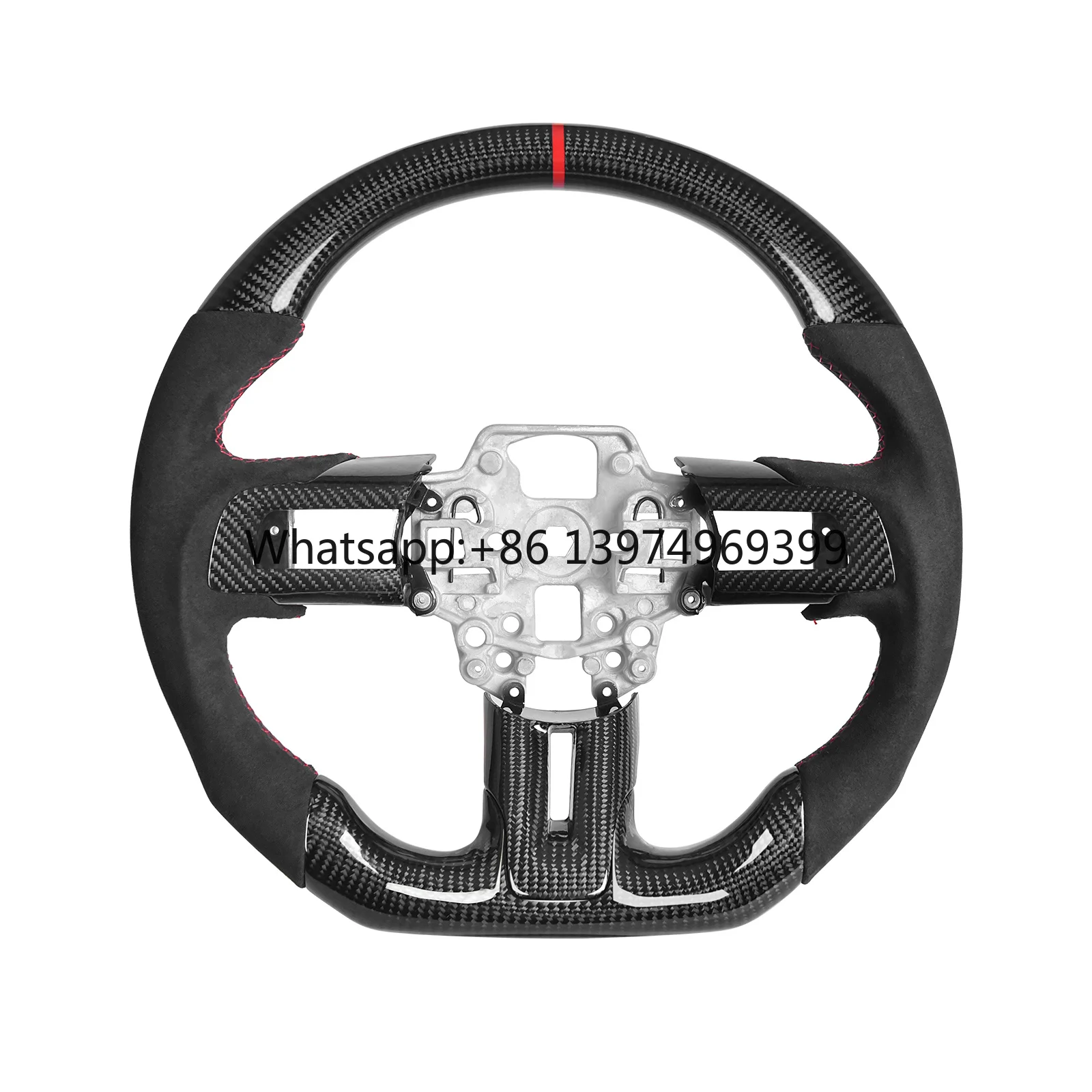 Carbon Fiber Steering Wheel D-shape Flat Bottom with Perforated  for Mustang EcoBoost/GT/Shelby GT350/GT350R 2018-2023
