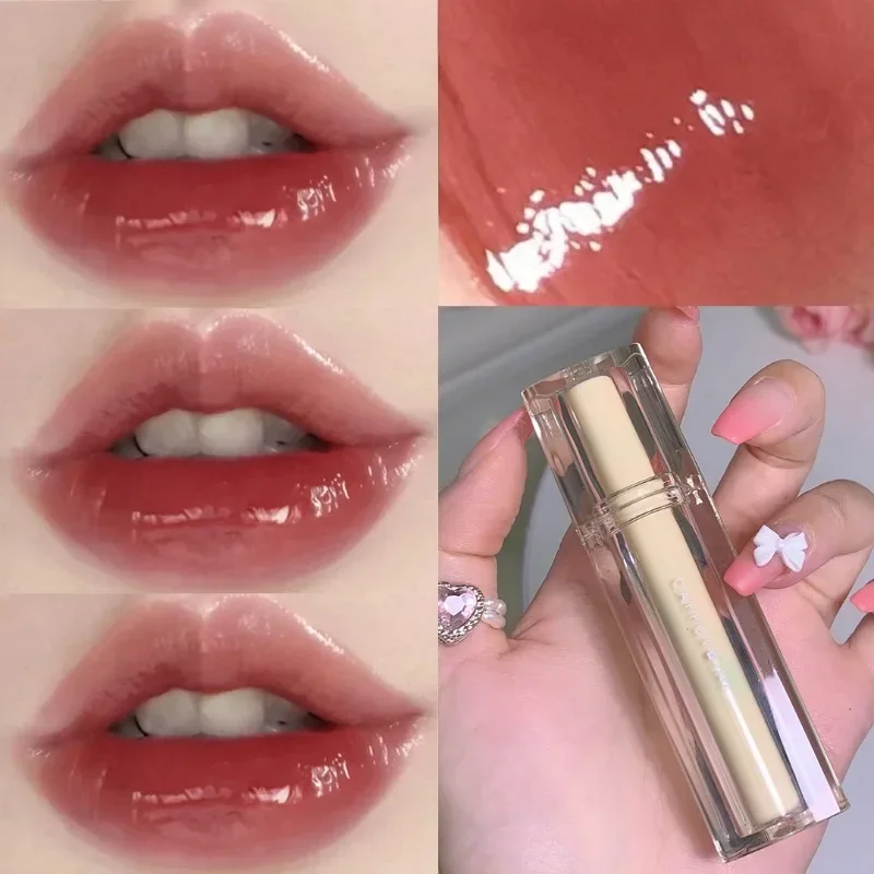 Lip Glaze Non-stick Cup Ice Tea Lipgloss Female Makeup Red Lip Tint Mirror Water 8 Colors Liquid Lipstick Cosmetics Soft Mist