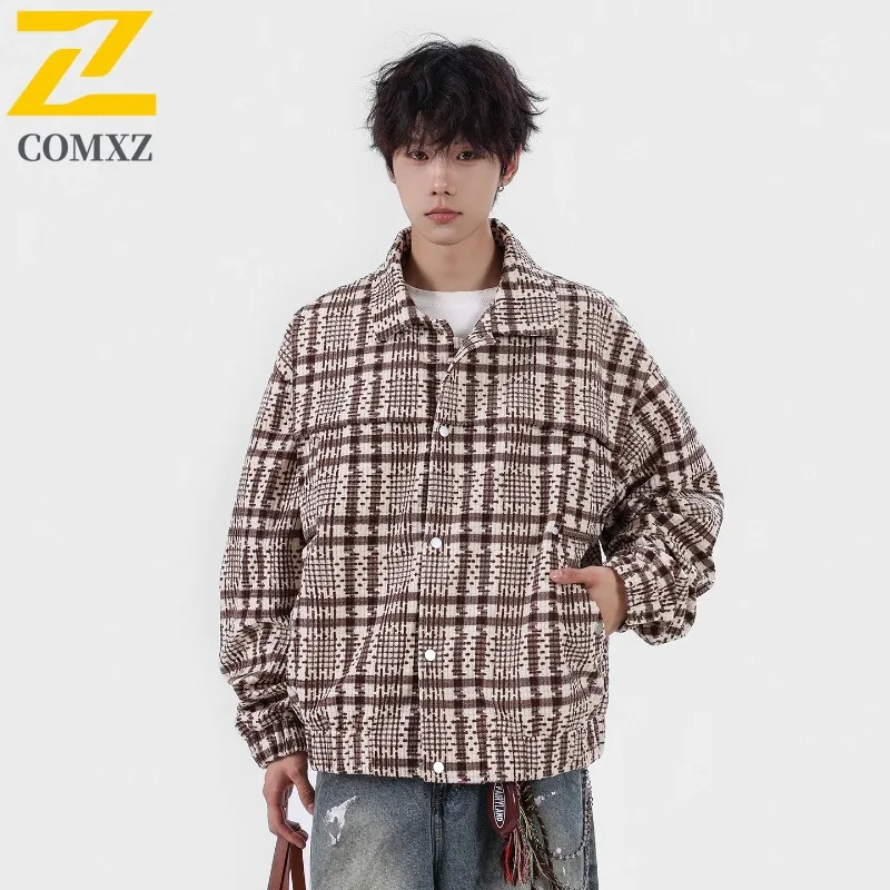 

COMXZ Men Jacket Turndown Collar High Quality Motorcycle Style Casual Trendy Hiking Windproof Spring And Autumn New Clothing