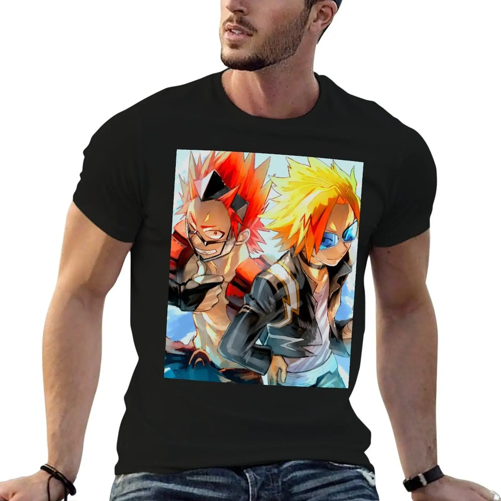 Kirishima y Kaminari - Camiseta de clase 1A - MHA BNHA, camisetas divertidas, camisetas de algodón para hombre, paquete de camisetas blancas