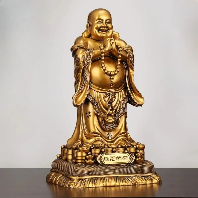New Maitreya Buddha Ornament with Zen Inspired Gilded Maitreya Bodhisattva Desktop Ornament Imitating Copper Craftsmanship