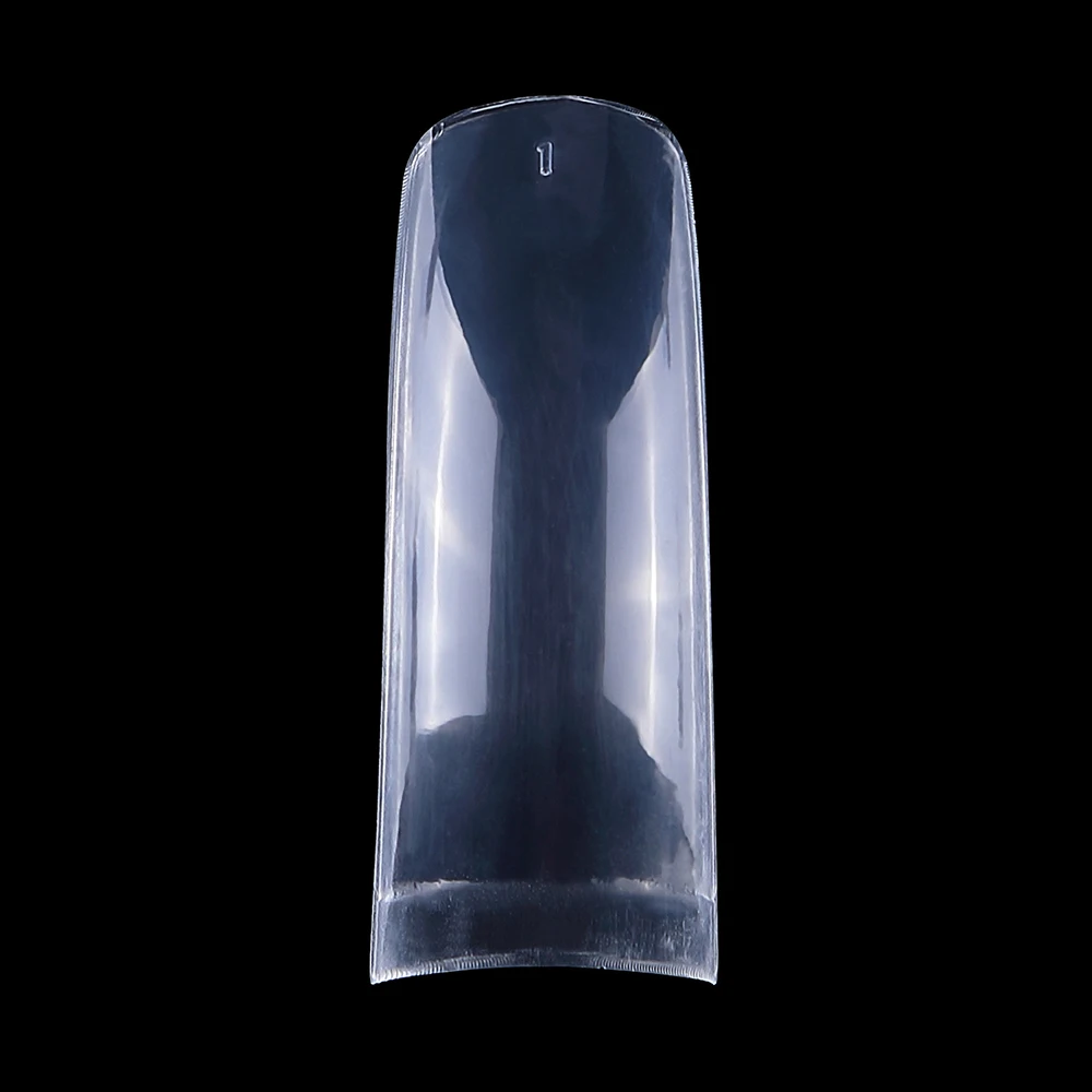 100PCS Clear C Curve Long Coffin Press On Nails 10 Sizes Transparent French Fake Nail Tips DIY Salon Manicure Extensions