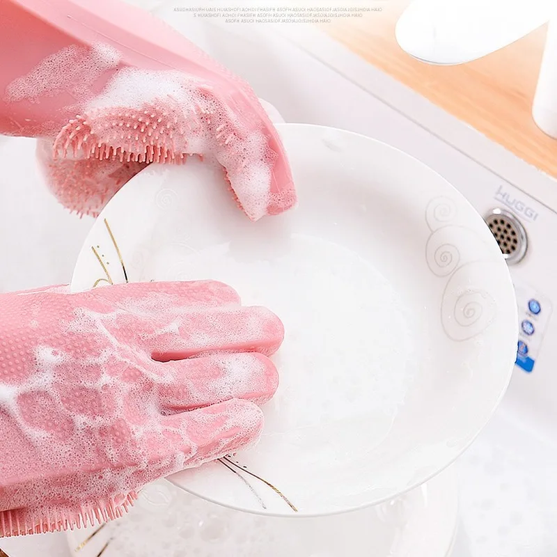 

Silicone Gloves Dishwashing Cleaning Gloves Thermal Insulation Wear-resistant Kitchen Gloves Cleaning Dishwashing Brush