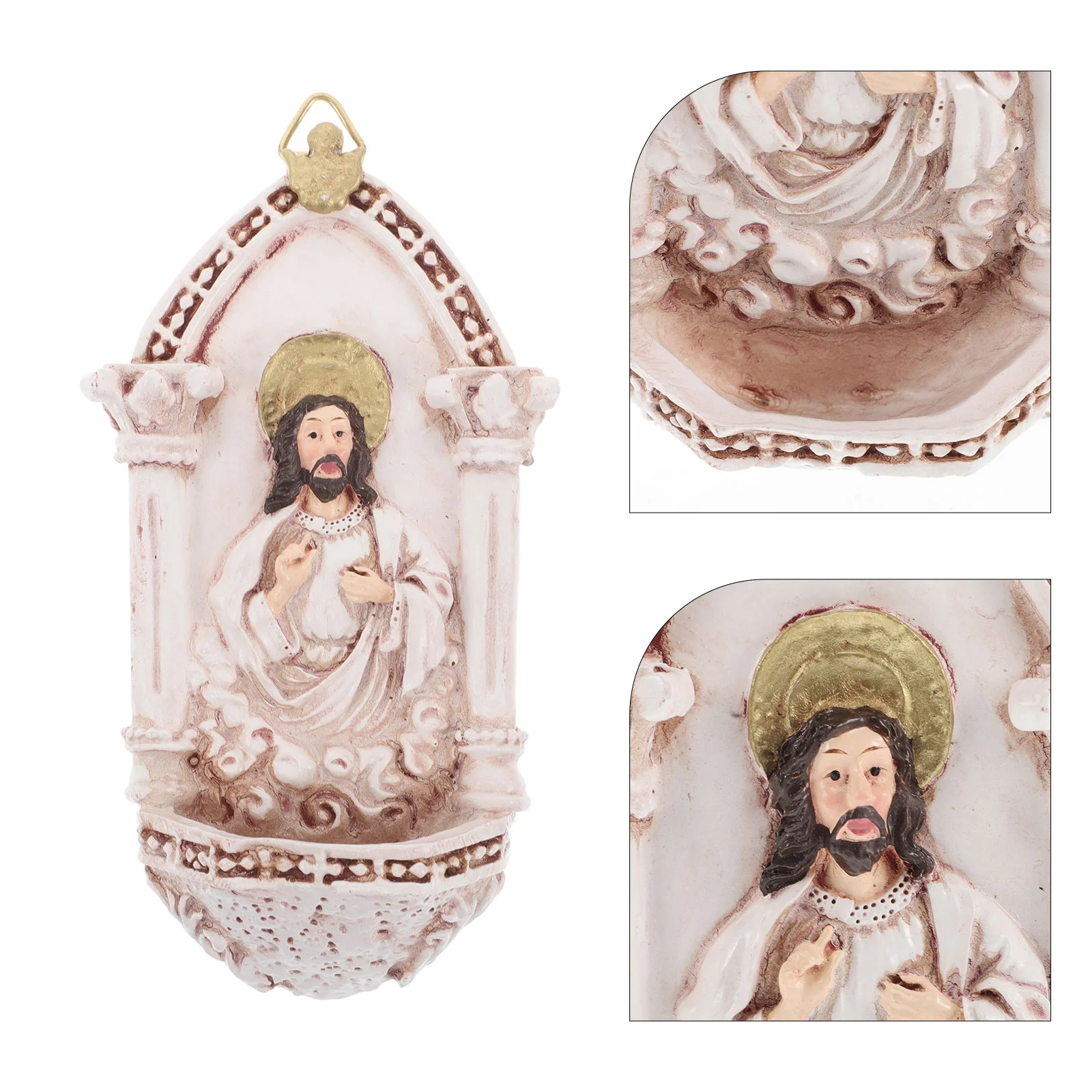 

Catholic Wall Statue Sacred Heart Of Jesus Holy Water Font Wall Plaque Resin Inspirational Sculpture Religious Home Decor For Ne