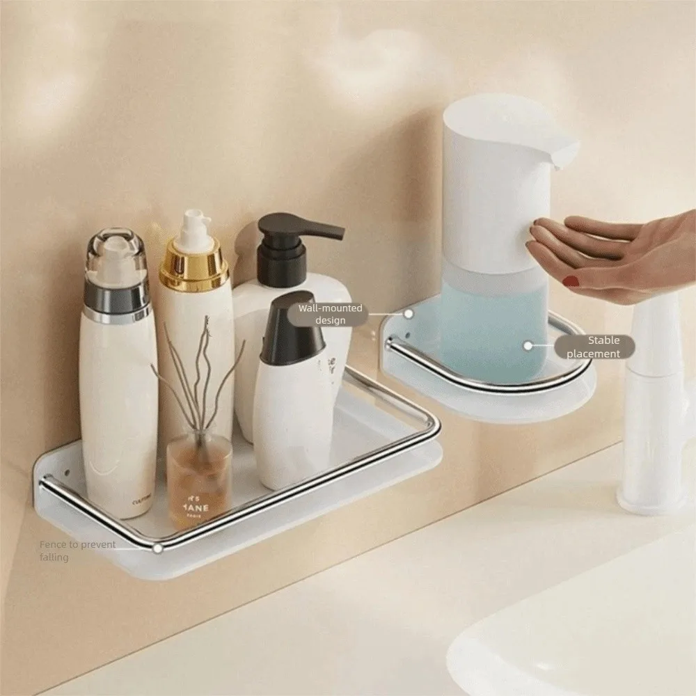 

Kitchen Holder Punch-free Bathroom Storage Shelf Wall Mounted Square Shampoo Rack Floating No Drill Wall Hanger Kitchen