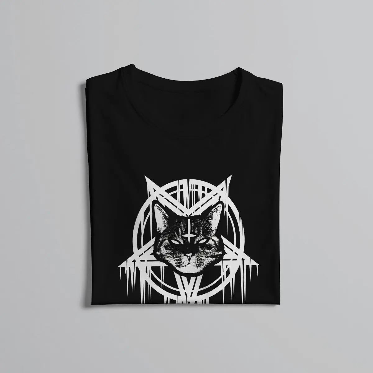 Satanic Black Metal Cat CATAN 666 Unique TShirt Baphomet Satan Lucifer Leisure T Shirt Hot Sale Stuff For Men Women