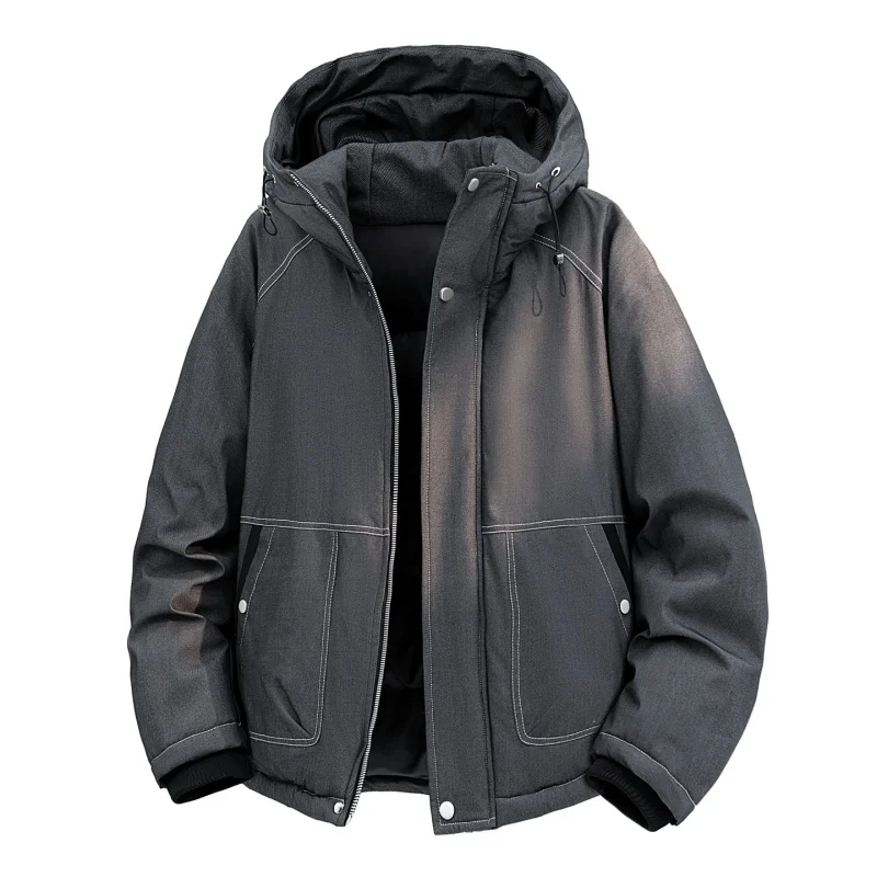 

Loose Fit Hooded Cotton Jacket 2025 New Style Unisex Quilted Padded Coat Autumn Winter Casual Streetwear Polyester Fiber
