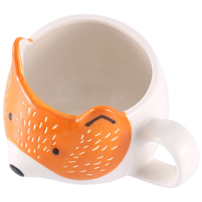 

ABSF Ceramic Coffee Cup Cartoon Fox Shaped Cup Animal Pattern Home Kitchen Office Juice Milk Cup