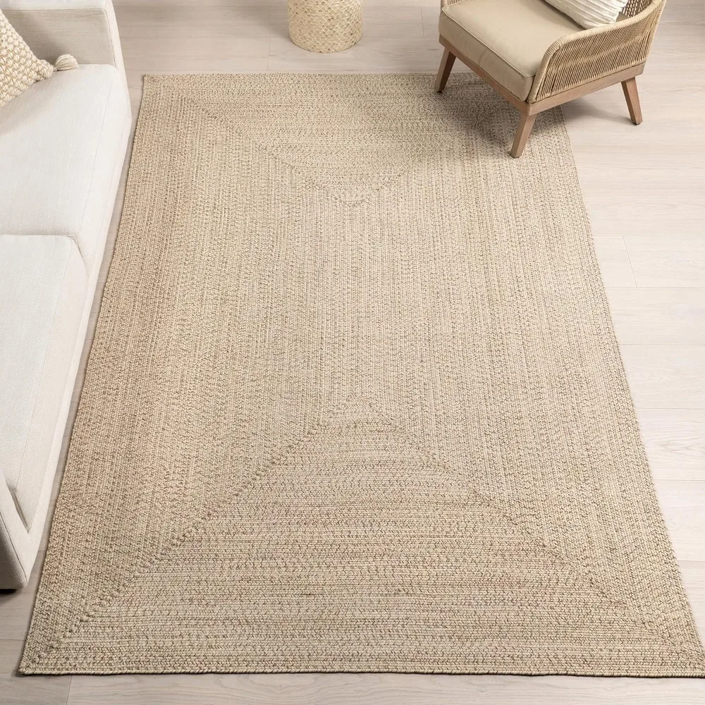 

Solid Hand Braided Indoor/Outdoor Area Rug, Pet-Friendly, High Traffic, Weather Resistant, for Patio, Balcony, Bedroom