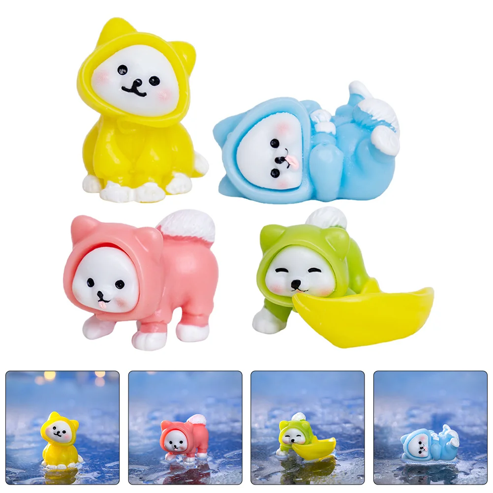 4Pcs Mini Resin Dog Decorations Compact Realistic Puppy Crafts Desk Shelf Ornament Cute Resin Animal Figures Dog Statue