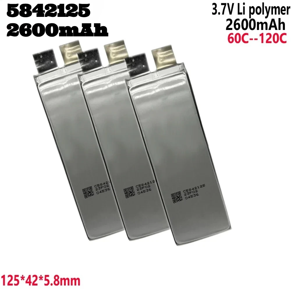 3.7V High Speed Lithium Battery 60C 120C for Aircraft Model, Starting Energy Unit, DIY Battery Pack 12V 24V 36V 5842125 2600mAh