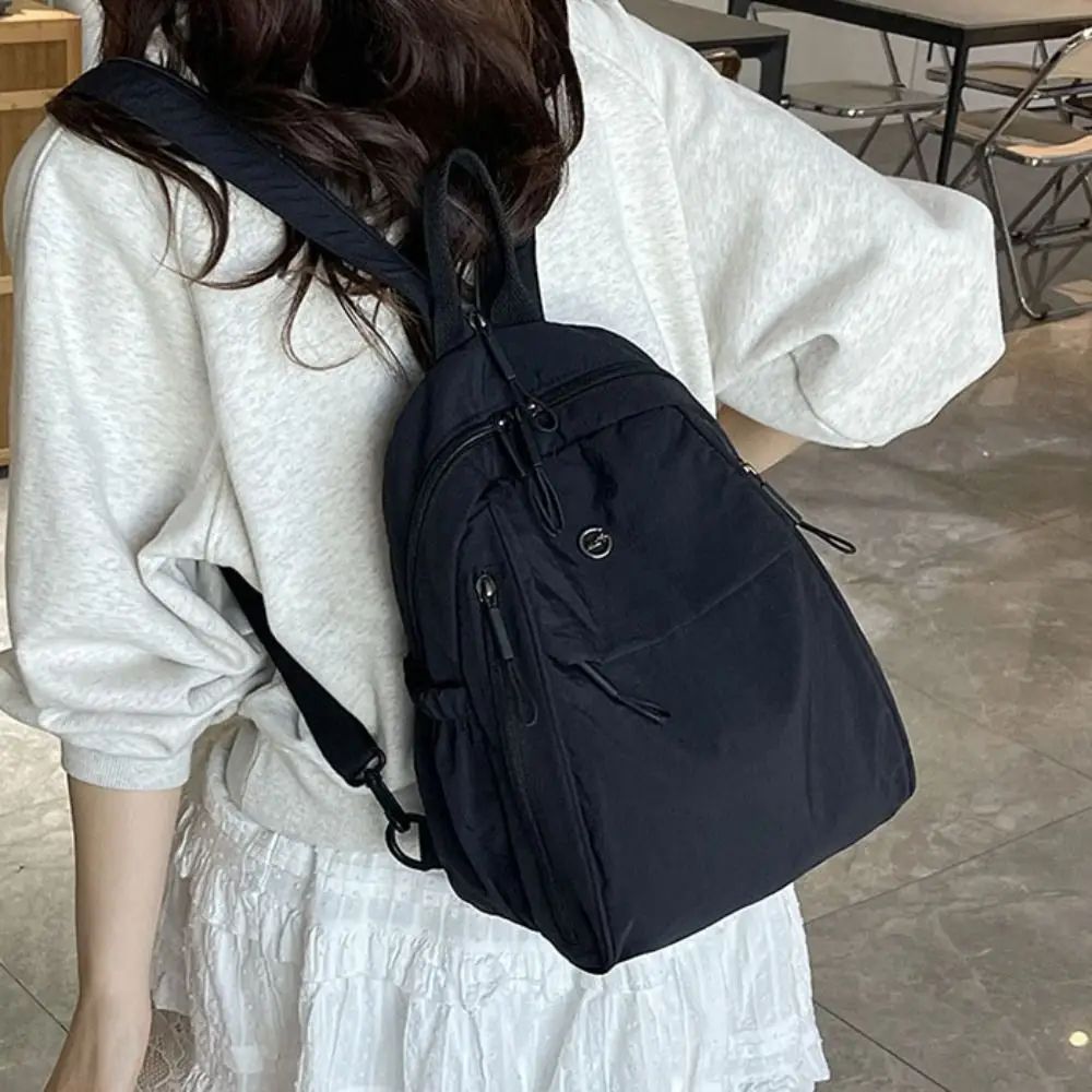حقيبة ظهر من قماش أكسفورد بلون سادة، خفيفة الوزن، سعة كبيرة، حقيبة كروس كاجوال من النايلون، حقيبة ظهر كاجوال خفيفة الوزن للسفر #5