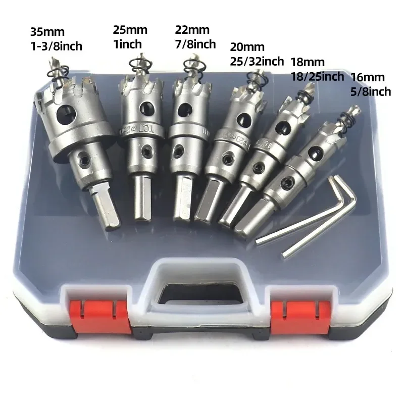 for 8-Piece Alloy Hole Opener Set Aluminum Iron Wood Plate Punching Tool Titanium-Plated Removable Center Drill Bit
