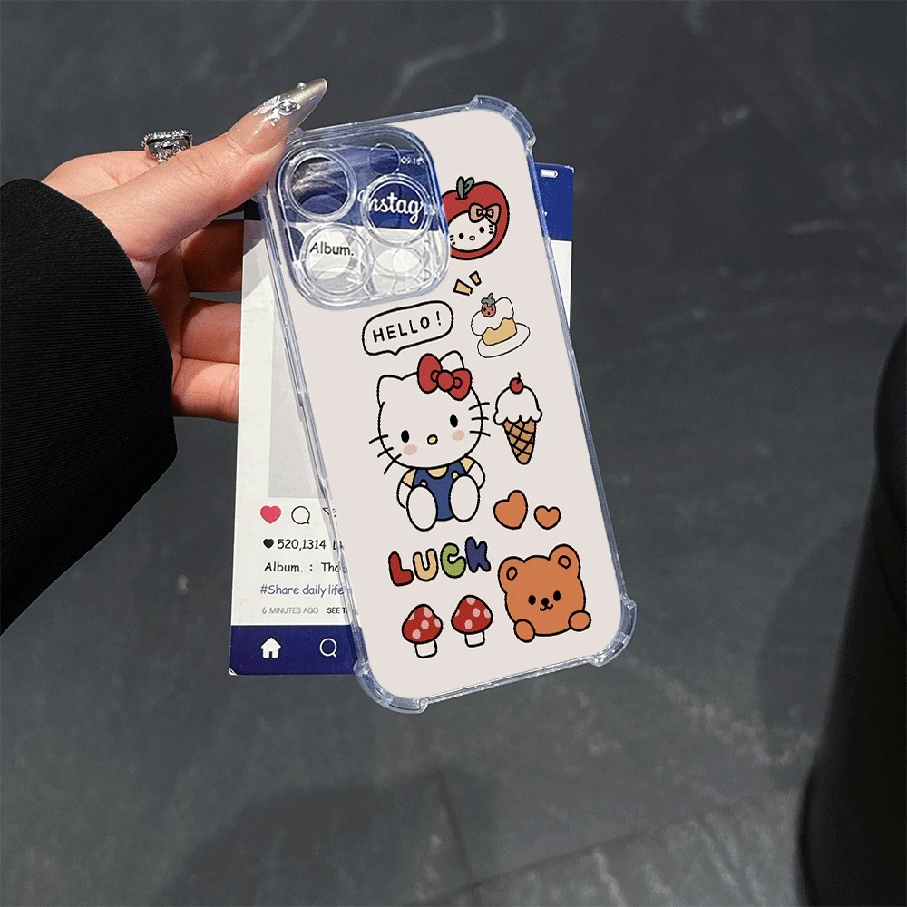 

Sanrio Clear Phone Case For IPhone15 Pro Max IPhone 16/15/14/13/12/11/x/xs/xs Max Girl Phone Cases Hellokitty Cartoon Accessory