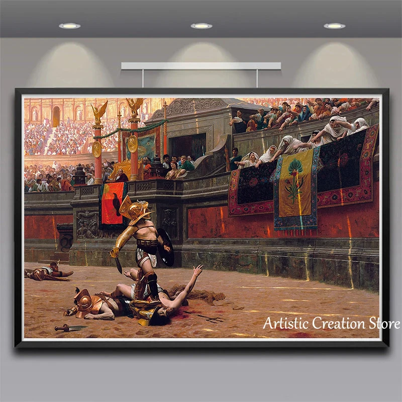 《Pollice Verso》Thumb Towards By Jean Leon Gerome Roman Gladiator Warrior Sparta Colosseum Print Canvas Wall Pictures Room Decor