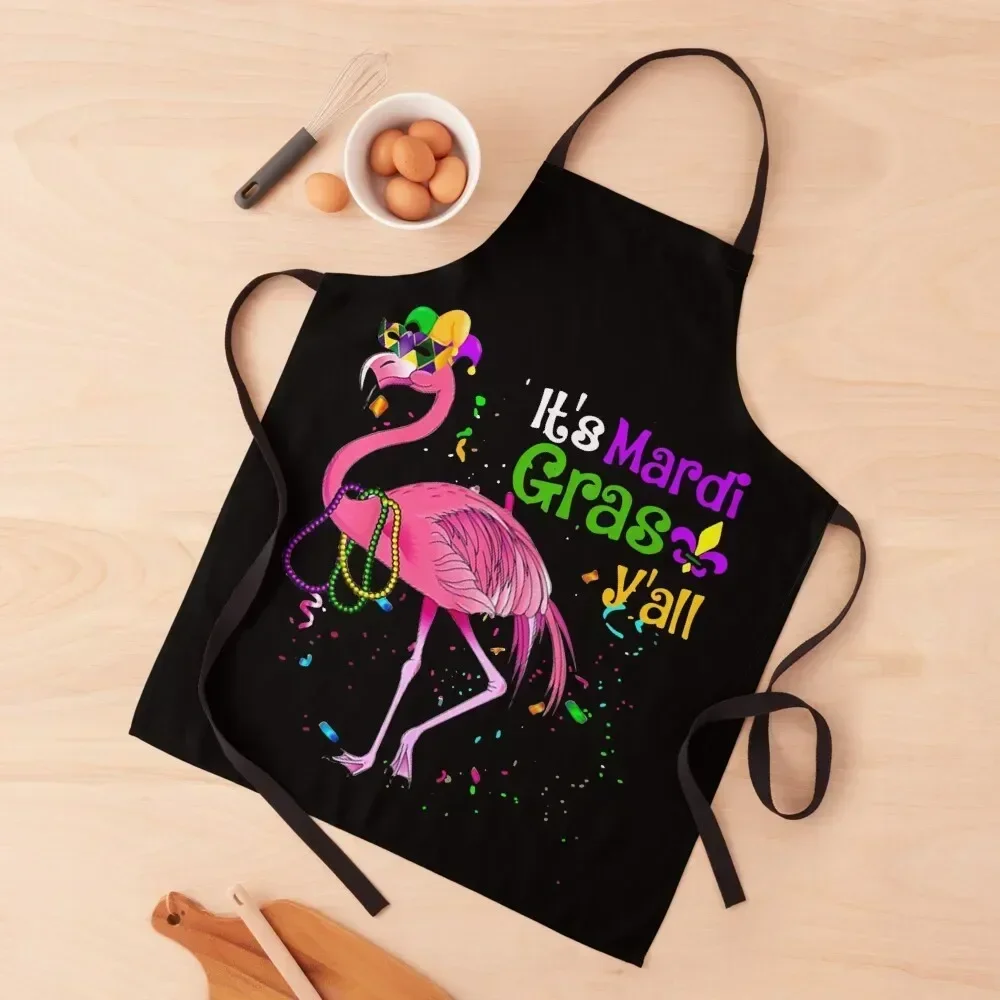 

Flamingo it s mardi gras y all Apron Hairdressing Hairdresser Accessories New year's Trim Cloth Apron