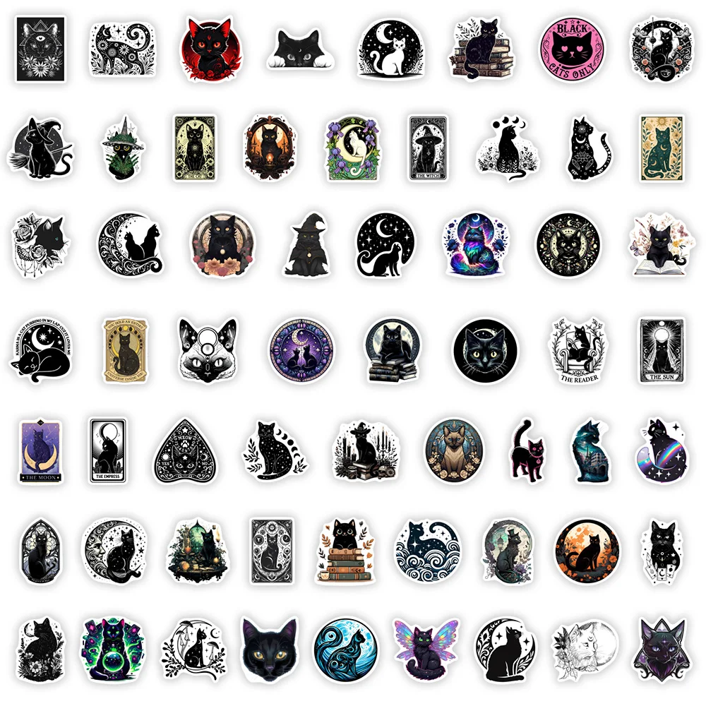 Cartoon Witch Black Cat Stickers Art DIY Toy Gift Graffiti Decal for Scrapbook Junk Journals Laptop Bottle Decorative Waterproof - view 6
