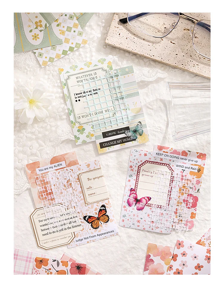 Nicht-Klebende Vintage Notizblöcke für Journaling Retro Dekorative Papierbögen Ästhetisches Schreibwaren-Set für Scrapbooking & DIY-Basteln – Detail 13