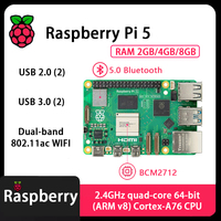 Official Original Raspberry Pi 5 Cortex-A76 Linux 2GB 4GB 8GB Arm Board Python programlama PCIe Gigabit Ethernet USB3.0