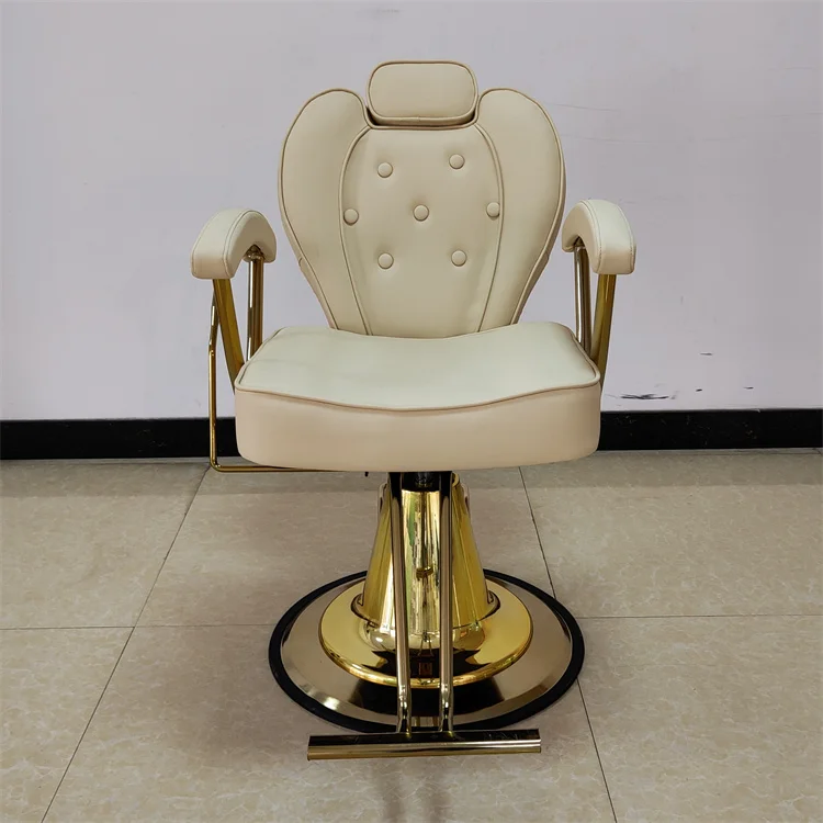 Barbershop Furniture Salon Set Sillas De Professional Salon Hairdressing Recliner Styling Barber Chair With Gold Base