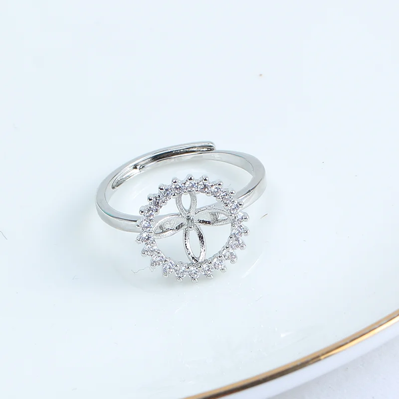 

Кольцо из 14-каратного золота с инкрустацией цирконами и жемчугом, регулируемое, для самостоятельного изготовления украшений, стильное, для повседневного использования