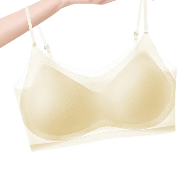 

M-4XL Ultra-thin Seamless Bras Women's Ice Silk Breathable Wireless Vest Tops Girl Sexy Push Up Gathered Padded Bralette KUCLUT