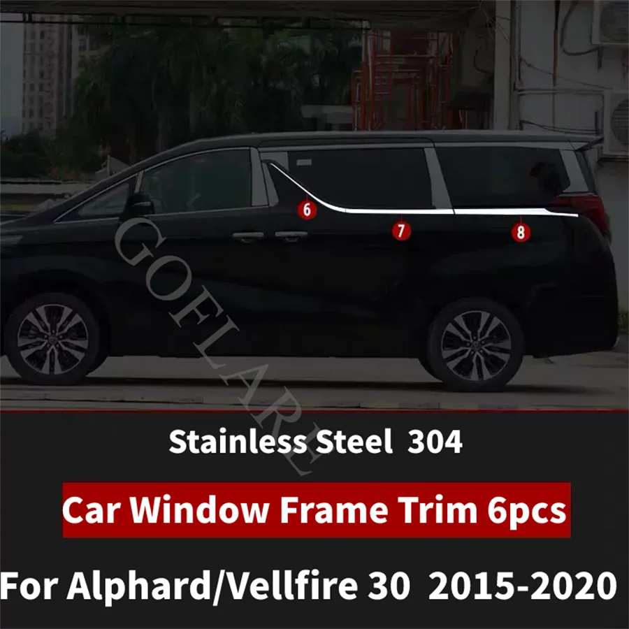 Accessories For Toyota Alphard Vellfire 30 AH30 2015-2020 car window frame trim Window Sill Frame Strip Cover Trim exterior trim