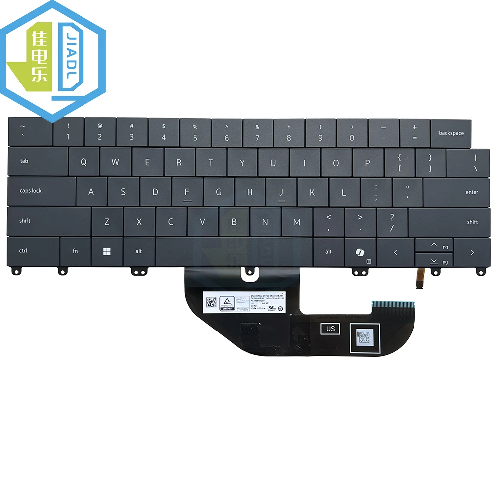 

Серая клавиатура с подсветкой US FR RU BR UK для Dell XPS 13 Plus 9320 9340, замена Keboard с подсветкой и ключом AI