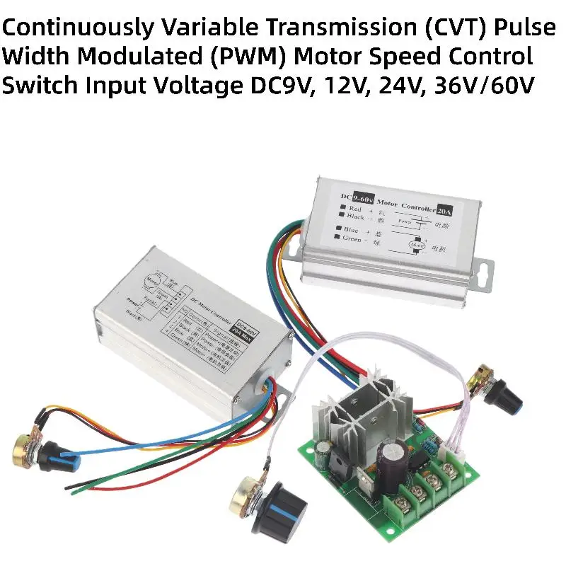 Unit Stepless Speed Control Regulator, DC 9V-60V 20A DC Motor PWM Modulator
