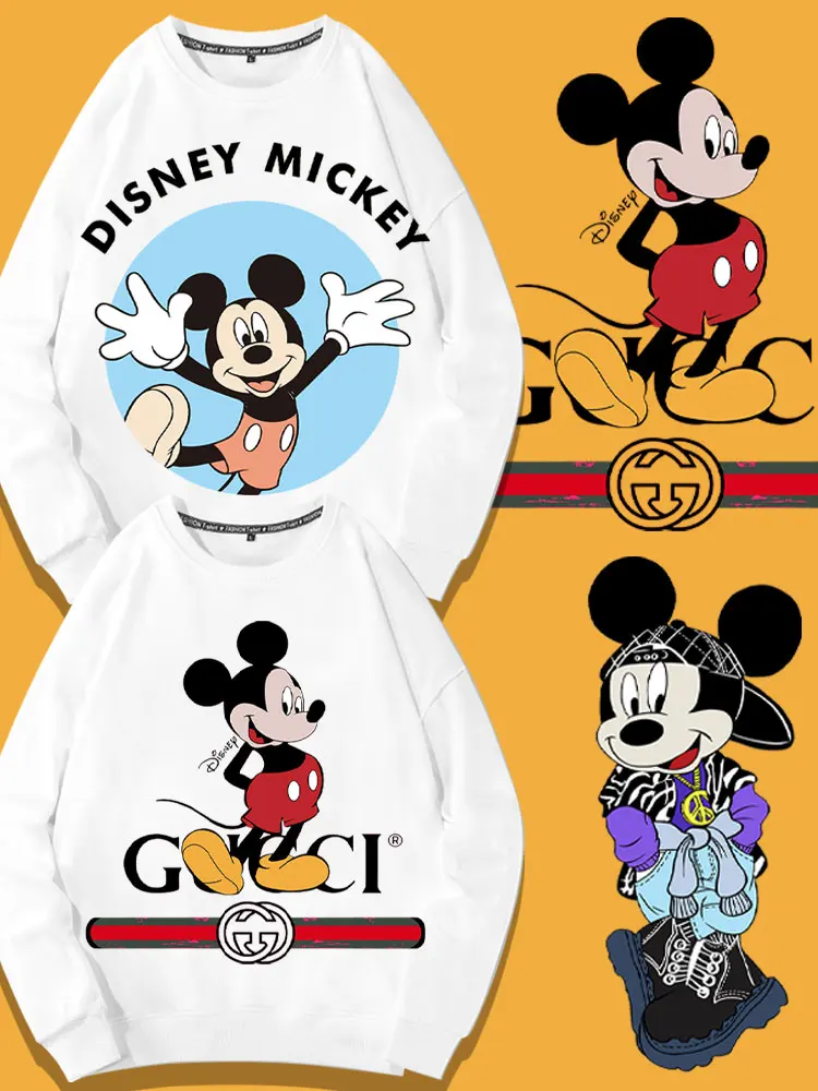 Fashion and casual Mickey and Minne Cartoon periphery Women's round neck pullover Autumn and Winter Couple's clothing pullover