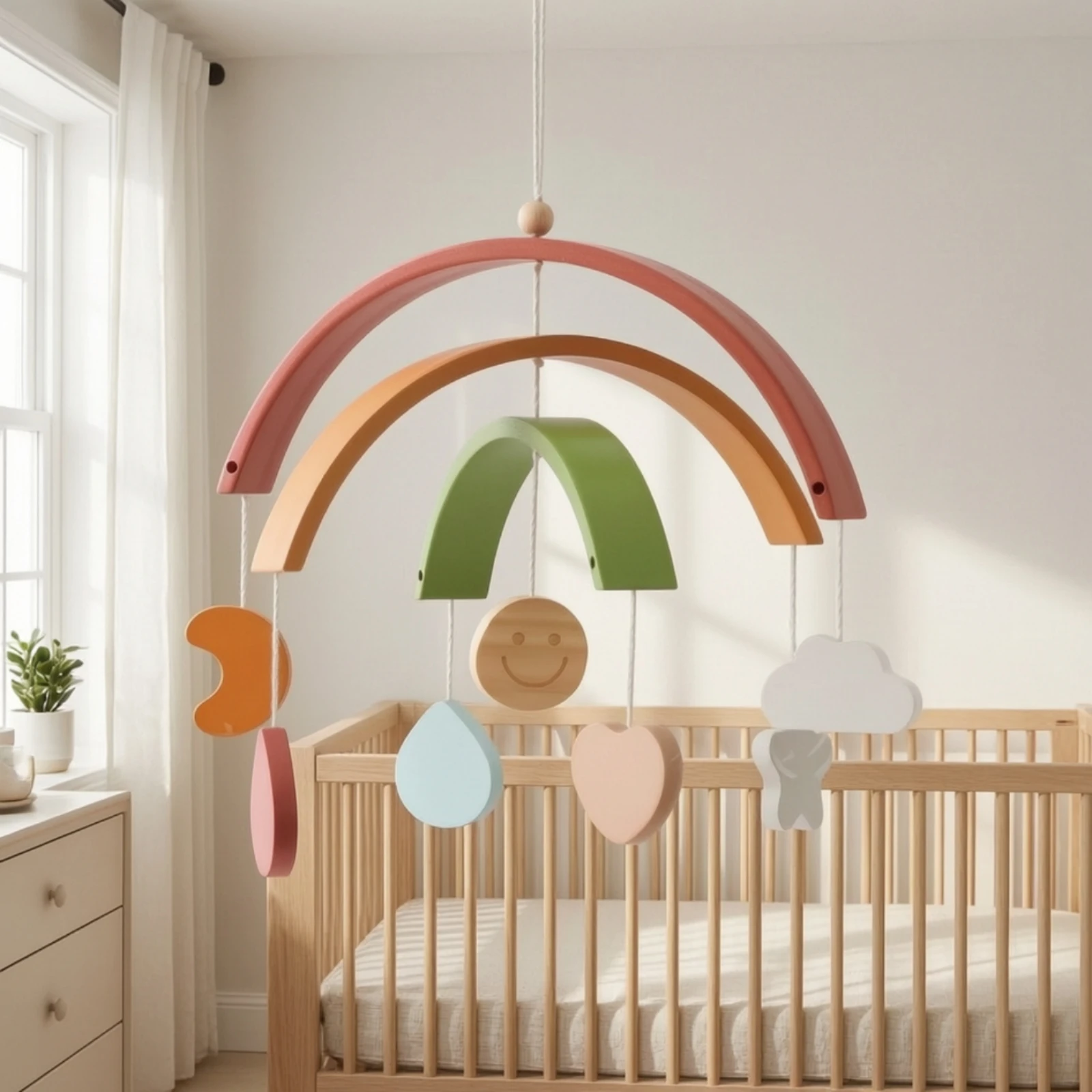 Деревянный мобиль с радужными – обзор и цена Baby Nursery Gender Neutral