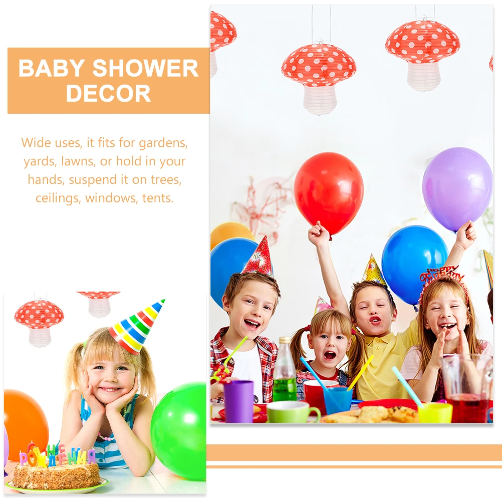 

2pcs Mushroom Paper Mushroom Shaped Reusable Baby Shower Decor Lantern Lanterns 3D Reusable Birthday Party Decorations