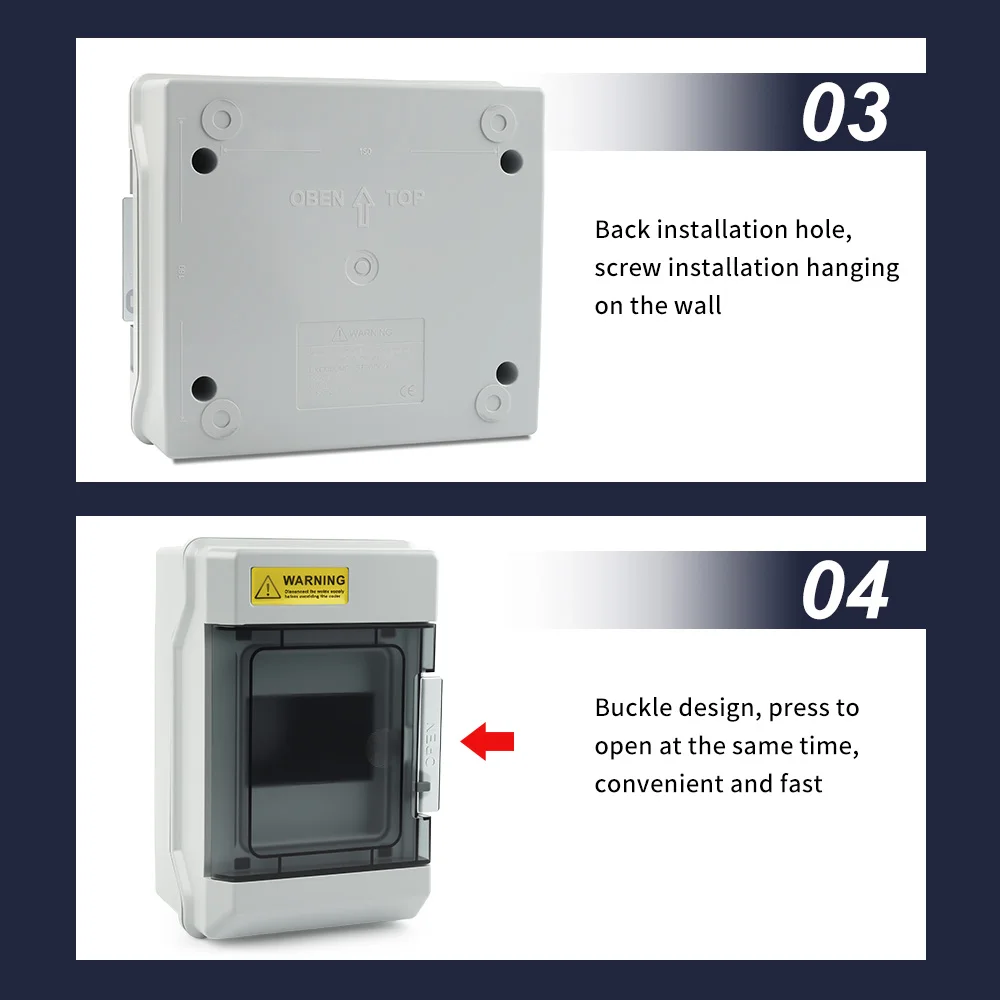 HS-4/6/9/12/15/18/24/36 WAY IP65 Waterproof Distribution Box ABS Plastic Electrical Enclosure Outdoor Switch Junction Box DIY GO image 6