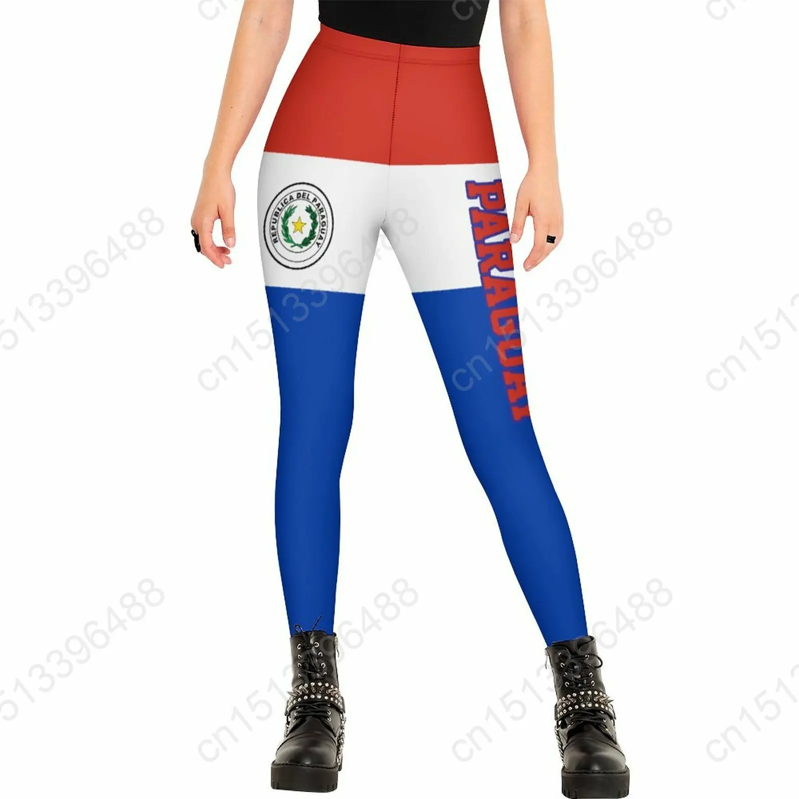 2026 High Waisted Leggings for Women Paraguay Flag Workout for Girl Soft Running Yoga Pants