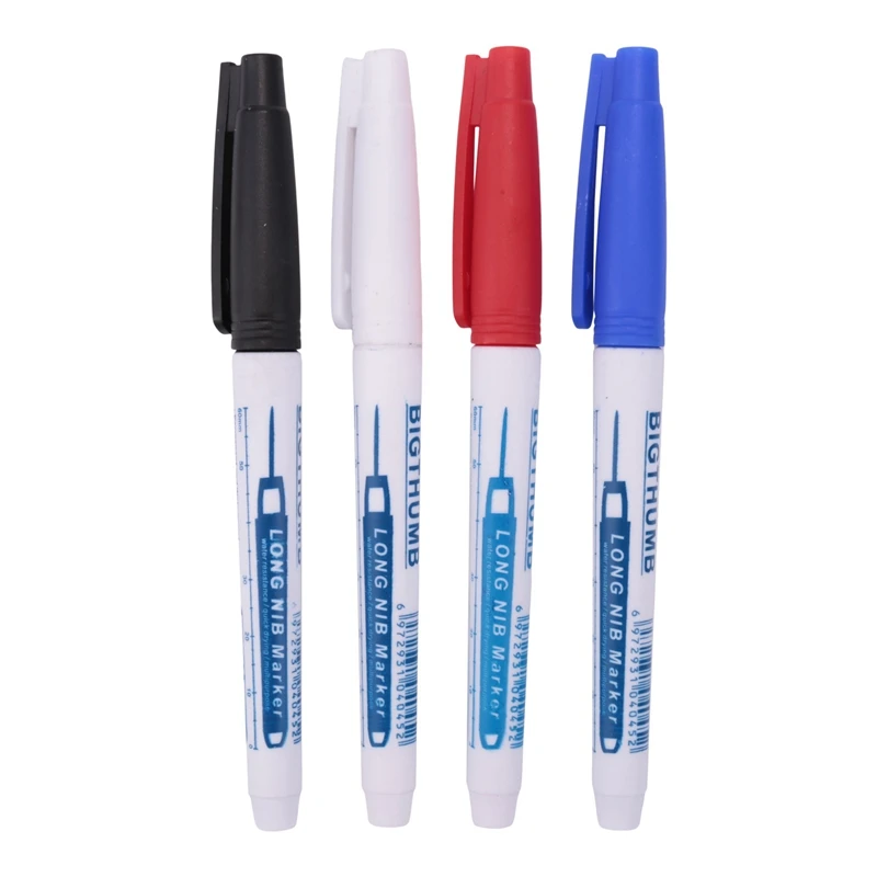 4 Pcs Deep Reach Markers Long Nose Marker Waterproof Deep Hole Marker 30 Mm Reach Permanent Markers, 4 Colors