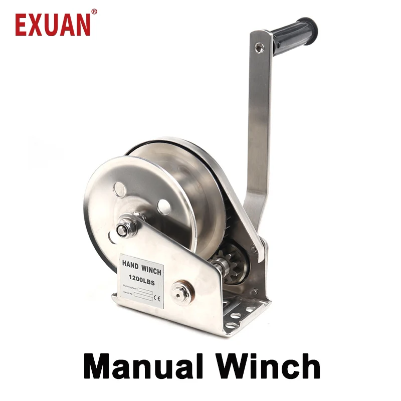 Miniature Hand Cranked Winch Waterproof Tractor Manual Winch 304 Stainless Steel Crane Polishing Manual Lifting Hoist Carry Tool