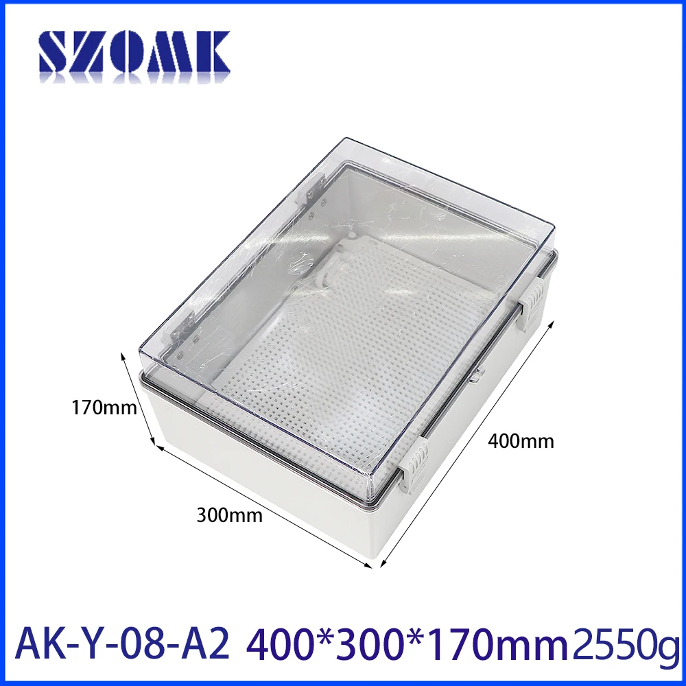 400x300x170mm Wall Mounted Enclosure Moulded Premium Series Abs Polycarbonate Enclosure With Hinge Locking Latch Clear Cover