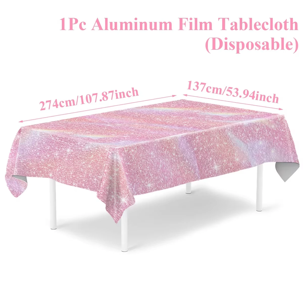 Paars Laser Tafelkleed Decor Glitter Verjaardag Bruiloft Decoratie Feest Roze Aluminium Film Tafelkleed Feestartikelen Babyshower