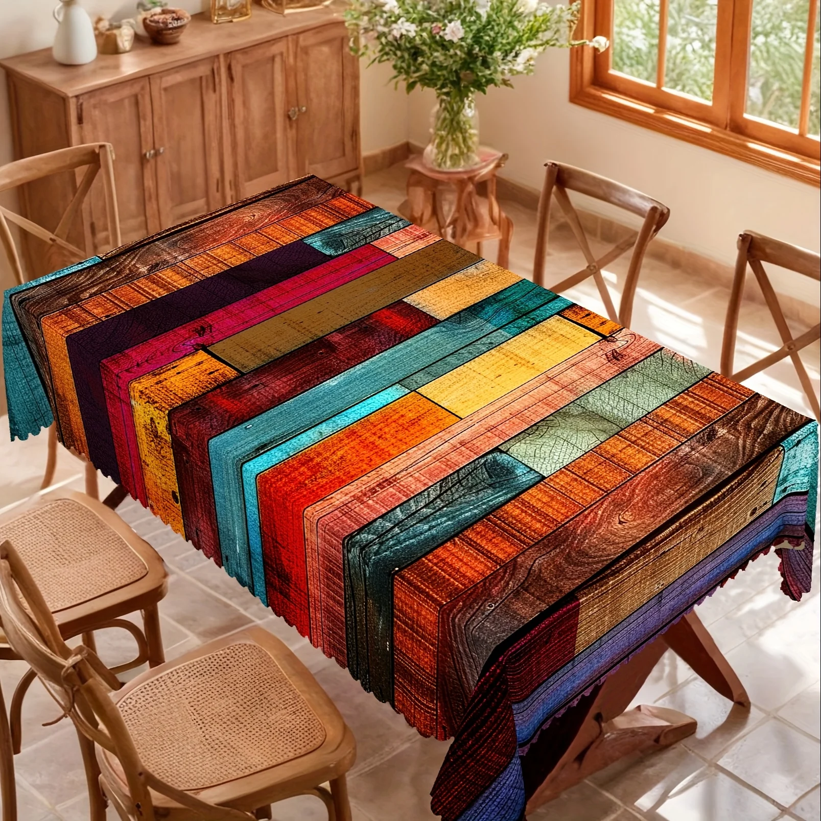 خمر الخشب الحبوب طباعة مفرش المائدة عطلة ديكور حفلات مزرعة الرجعية ريفي سياج مستطيل مفارش طاولة ديكور للطاولات المطبخ