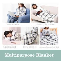 Winter Plaid Blanket Multifunctional Moisture Absorption Heat Cape Cover Blanket Coral Velvet Office Nap Blankets