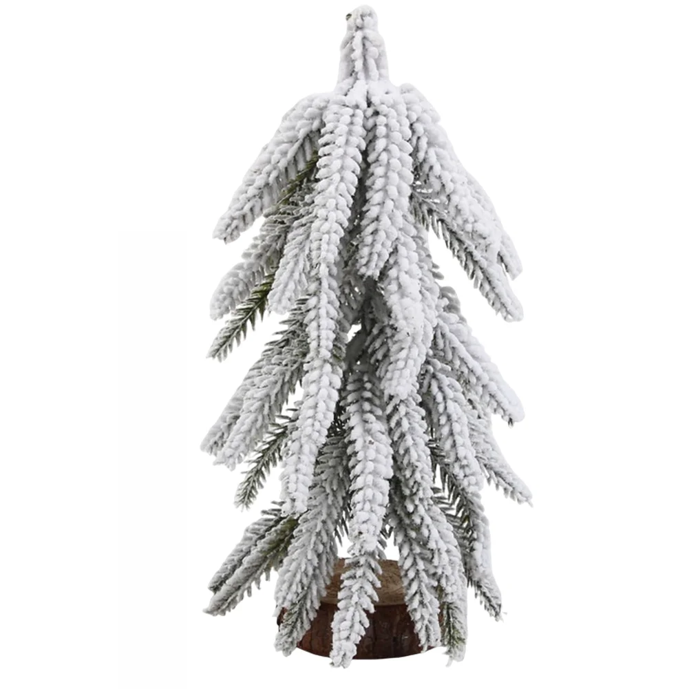 Compact Snow Coated Christmas Tree for Indoor Festive Ambiance Featuring Bendable PE Branches and Solid Wood Base