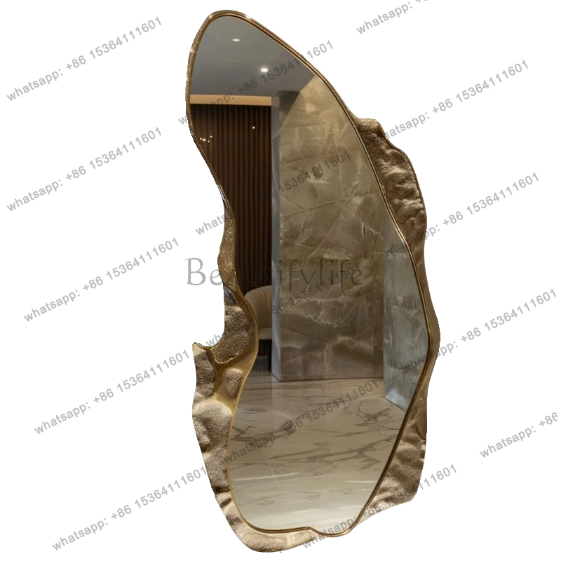 

French light luxury special-shaped decoration full body floor mirror living room wall-mounted fitting mirror bedroom