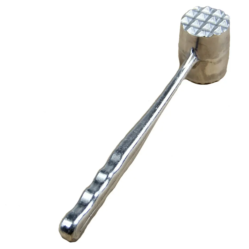 Silver Two Sides Aluminum Round Meat Hammer Mallet Tenderizer Beef Pork Chicken Beater Length 20.5cm Diameter 3.5cm  (Oval)