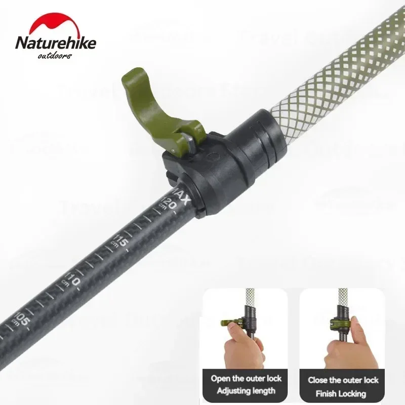 Imagem -05 - Naturehike-folding Walking Stick Carbon Trekking Pole para Homens e Mulheres Haste Telescópica de Seções Ajustável Ultraleve Crianças