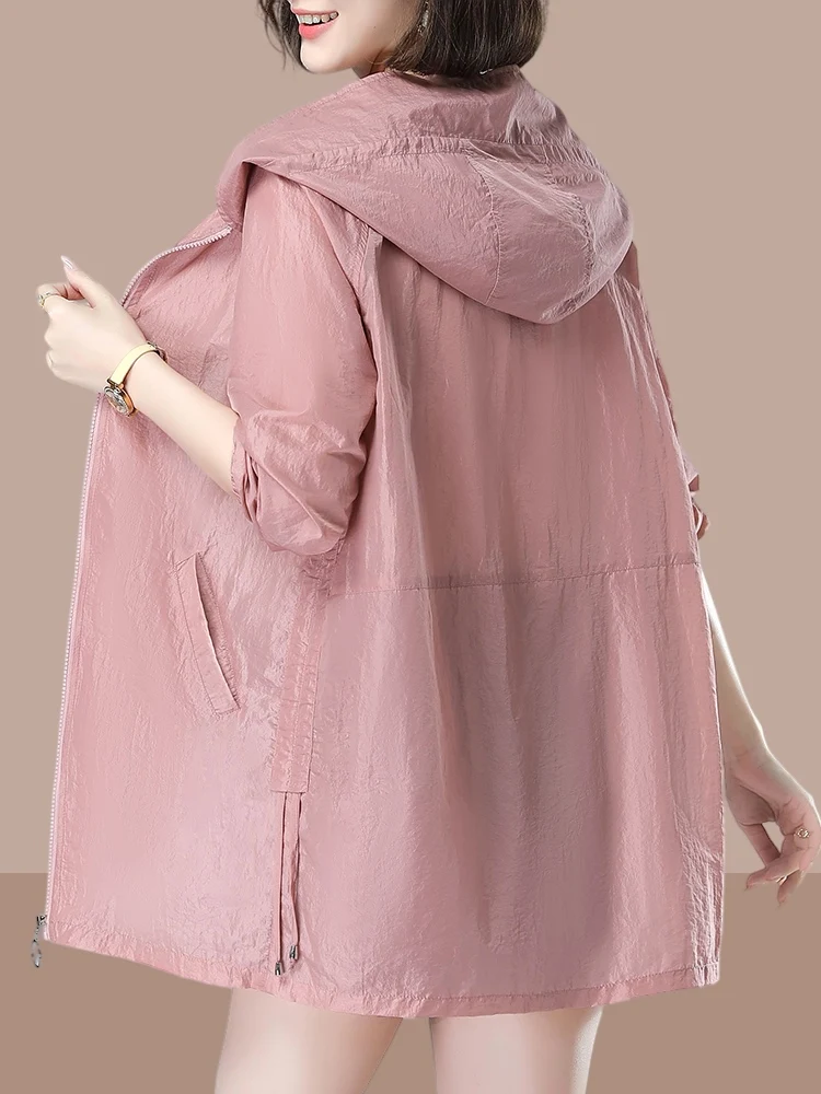 Fashionable Lightweight Mid-Length Women's Sun Protection Clothing Air Conditioned Sweater Stylish Thin Cardigan for Middle-A...