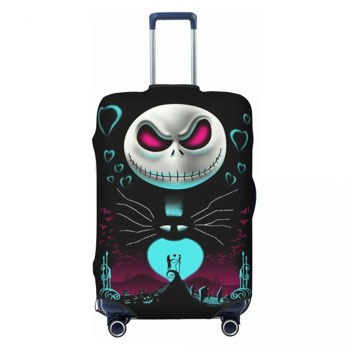 

Nightmare Christmas Skull Skellingtons Travel Luggage Cover Elastic Horror Skeleton Suitcase Cover Protector Fit 18-32 Inch