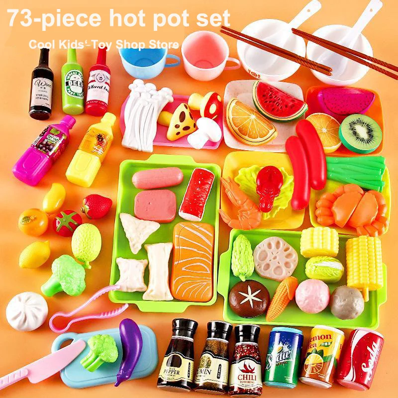 Simulation barbecue children play house toys food Seafood fruit vegetables hot pot boys girls cooking kitchen toys