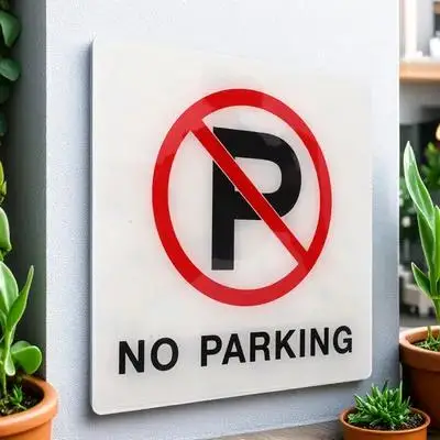 No Parking Sign Acrylic Retro Style Warning for Home Garage Club Non Parking Decorative Sign