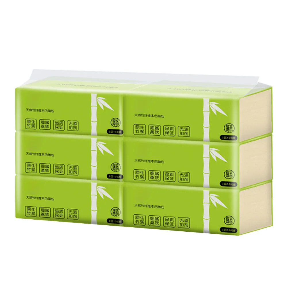 6 أكياس 1 حزمة مناشف ورقية لب الخيزران لينة ماصة للمنزل المطبخ مطعم المرحاض الأنسجة منديل استخراج ورقة الخيزران #3