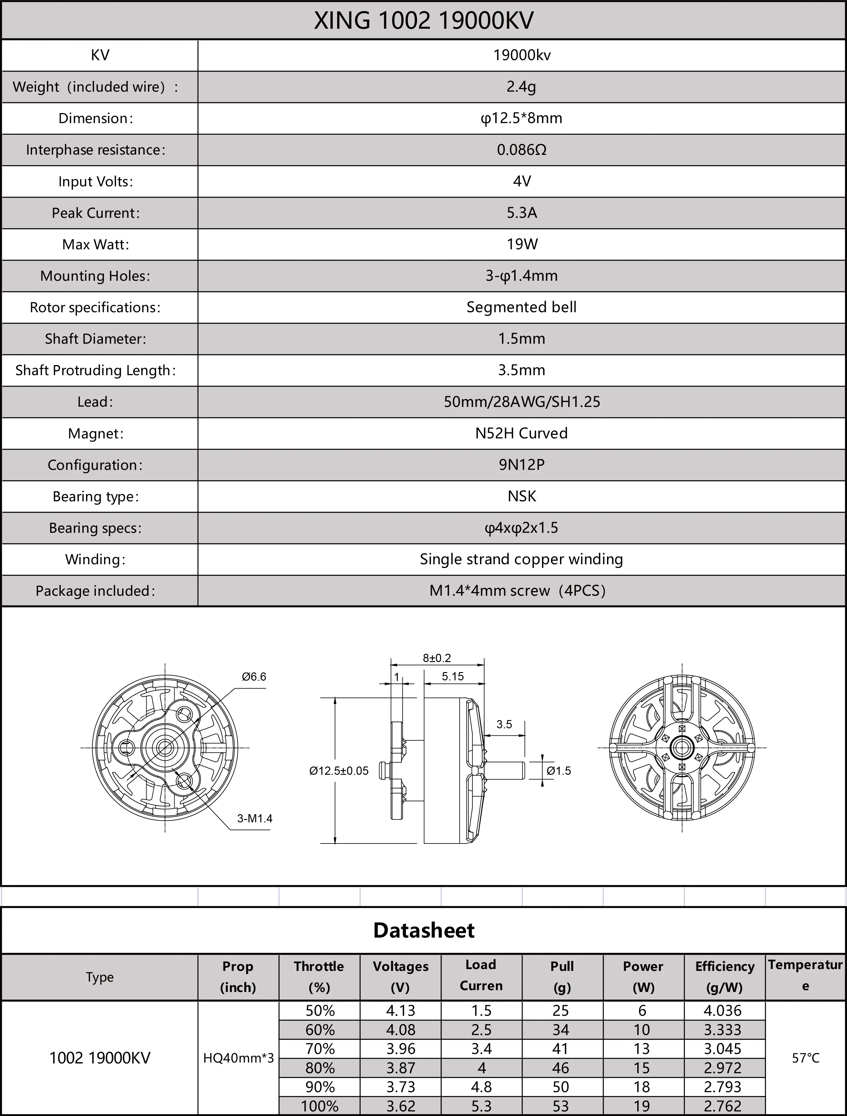 Iflight Xing 1002 Fpv Motor 19000kv/22000kv Met 1.5Mm As Voor Fpv Reserveonderdelen